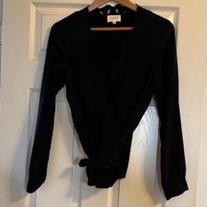 Sezane Black Lace Detail Blouse